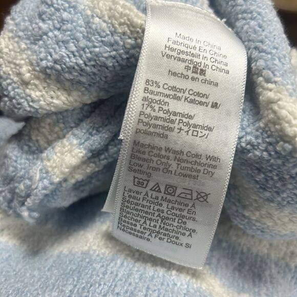 women’s J. Crew stripped blue cotton sweater cozy light weight mock neck XL SOFT - Picture 7 of 9